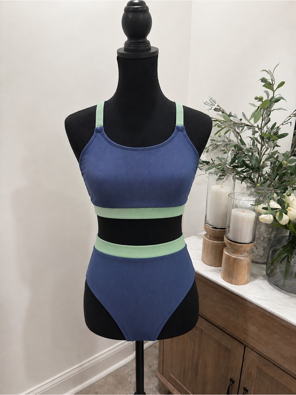 Blue & Mint Two-Piece Women's Bikini Set